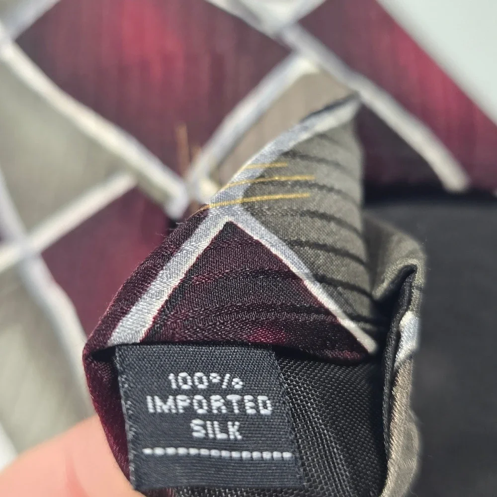 Arrow‎ Men's Silk Tie Lot of 2 Burgundy Gray Brown Geometric NWT